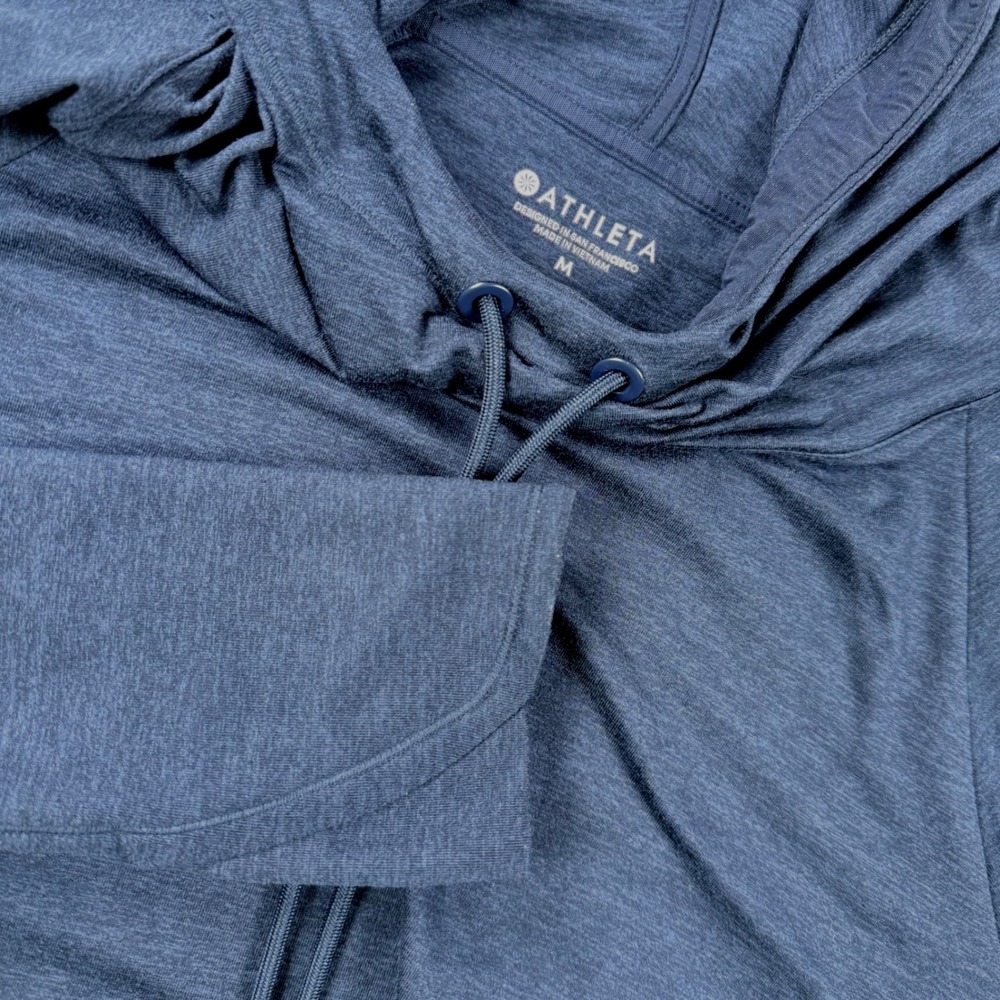 Athleta Womens Uptempo Hoodie Blue Heathered‎ Size Medium Long Sleeve Pullover